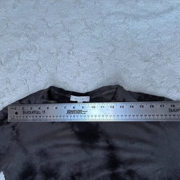 Anthropologie Eri + Ali Women's Tie Dye Sweatshirt Long Sleeve Tee Black Gray XS - Picture 6 of 9